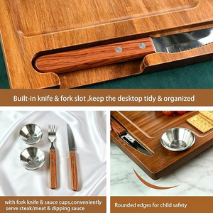 Juego de Tabla de Cortar para Carne de Madera de Acacia Premium con Ranuras para Salsas y Canales para Jugo, para Servir en Restaurantes y Bares de Carne - Product Image 4
