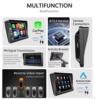 Radio Multimedia CarPlay de 7 Pulgadas, Reproductor MP5 para Auto, Radio FM con Bluetooth, Pantalla con Android Auto, Monitor Inalámbrico Portátil con CarPlay