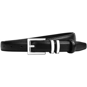 <span class=keywords><strong>Ceinture</strong></span> décorative fine en cuir de vachette <span class=keywords><strong>noir</strong></span> pour <span class=keywords><strong>femme</strong></span>, avec boucle carrée en alliage <span class=keywords><strong>argent</strong></span>é, style TikTok explosif - Product Image 5