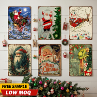 Dekorasi Dinding Grosir Dekorasi Natal Berkualitas Tinggi Tanda Logam Santa Claus Hadiah Meriah untuk Rumah Kamar Tidur Poster Logam
