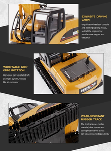 Huina 1350 RC Bagger 1/14 Maßstab Metall Aufladbar Ingenieur-Spielzeug für Kinder 15-Kanal Fernbedienung Baufahrzeuge - Product Image 5