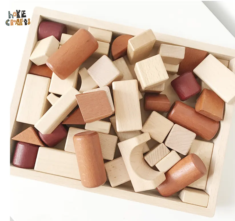 Hoye crafts wood stacking bricks boys and girls home time construction toy set funny wooden building blocks