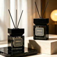 Flacon diffuseur de parfum en verre dépoli mat haut de gamme avec bouchon en bois noir, flacon vide pour arôme, autocollant personnalisé, parfum d'ambiance pour la maison