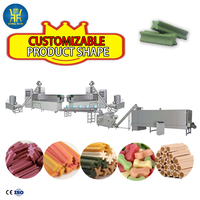 Ligne de production automatique d'extrudeuses de friandises pour animaux de compagnie à haute capacité, certifiée CE ISO, DSE65, équipement complet de transformation des friandises à mâcher pour chiens