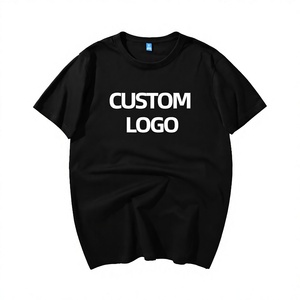 Camiseta de Algodón Negra para Hombre con Logotipo Personalizado, Manga Corta, Cuello Redondo, Corte Regular, Diseño con Letras Impresas, Estilo Casual - Product Image 1