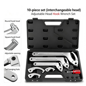 10-piece wrench set - adjustable round head side face round nut removal <b>hook</b> wrench - Product Image 5