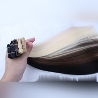 Extensions de cheveux lisses sans couture, tissage plat, cheveux Remy 100% humains, invisibles, 22 pouces, brun clair, extensions de cheveux Genius Weft