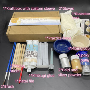 WBG Restore Broken Ceramics Kintsugi Kit de reparación con polvo dorado y <span class=keywords><strong>pegamento</strong></span> <span class=keywords><strong>para</strong></span> arrancadores de reparación DIY Kintsugi - Product Image 2