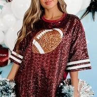 Robe T-shirt surdimensionnée personnalisée pour femme, style maillot de football américain à sequins, pour les jours de match, destinée aux marques de mode, grossistes et fournisseurs