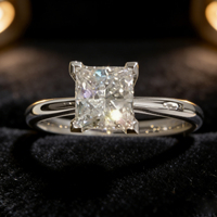 Anillo de Compromiso de Diamante Cultivado en Laboratorio, Corte Princesa, Oro de 14K, Color Blanco D, 2-4g, Estilo Clásico de Lujo, Certificado IGI, Joyería para Mujer