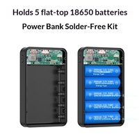 Kit Power Bank DIY 5-Cell 18650 Tanpa Solder Pengisian Cepat 22.5W Lampu Camping Nirkabel 15W dengan Layar Digital