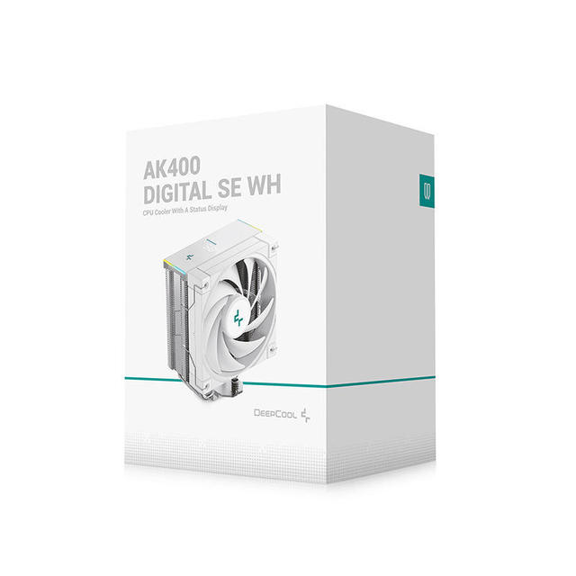 Deepcool AK400 Se Digital Display White Edition CPU Air Cooler Silent Intelligent Temperature Control Four Heat Pipes RGB Light