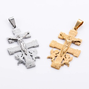 Grand pendentif croix en acier inoxydable, pendentif de prière d'ange pour hommes et femmes, bijoux vintage couleur argent/or, cadeau - Product Image 5