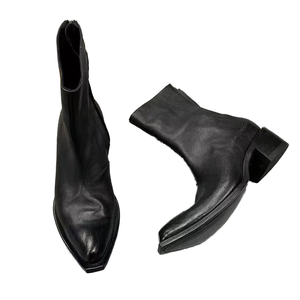 Botas Chukka de Tacón Cuadrado de Cuero Genuino de Alta Calidad, Estilo Retro Clásico para Hombre, con Punta Puntiaguda y Cierre de Cremallera, Tipo Chelsea - Product Image 1