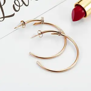 2024 Fashion Designer Charm Earrings Luxury Nail Shaped Stainless Steel 18k Gold Plated Hoop Earrings