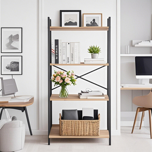 Lemari Pakaian Modern GUOGE Metal 4 Rak, Hemat Tempat, Penyimpanan Multilayer untuk Rumah dan Kantor - Product Image 1
