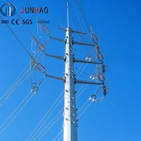 Poteaux électriques tubulaires en acier galvanisé pour lignes de transmission et de distribution haute tension, support extérieur personnalisé pour utilités