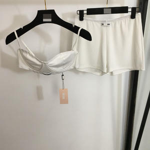 2026 Summer New Arrivals <b>Sexy</b> <b>Women's</b> One Set <b>Lingerie</b>-Underwire Bra Camisole (Above Knee) + Short Rib Boyshorts - Product Image 1