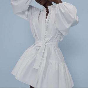 Vestidos de Otoño de Nuevo Diseño para Mujer, Vestidos Casuales Holgados y Modestos, Vestido de Lino Mini de Alta Calidad con Mangas Largas para Mujer - Product Image 1