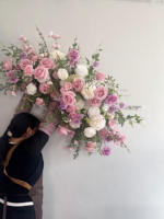 Arches de mariage printanières faites à la main, fleurs artificielles en soie, arrangements de roses et d'orchidées, très demandées