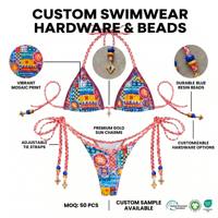 Fabricante OEM de Trajes de Baño, Bikini de Tiras con Cuentas, Tanga Brasileña, Venta al por Mayor, Personalización de Trajes de Baño para Mujer