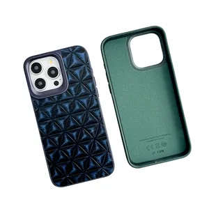 Voor Iphone 11 12 13 14 15 Pro Max Back Cover Tpu Pc Vintage Triangle Patroon Mobiele Case