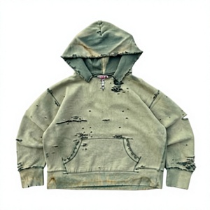 Sweat à capuche oversize en molleton pour homme, délavé, coupe classique, poche kangourou, manches classiques, couleur unie, pour l'automne, 100% coton - Product Image 4