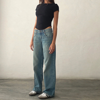 Jeans Boyfriend surdimensionnés en denim pour femmes, couleur délavée au soleil, vintage, couture lâche, jambe large, pantalon tendance d'été