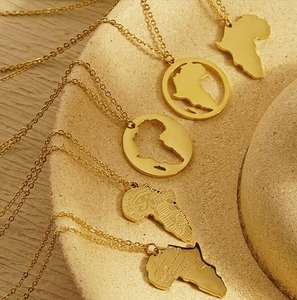 Zooyiny África Congo <span class=keywords><strong>Argelia</strong></span> <span class=keywords><strong>mapa</strong></span> colgante de collar para las mujeres de los hombres de Color oro de cobre collares de cadena de Hiphop estilo - Product Image 6