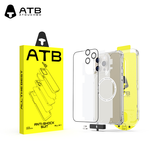6 in 1 for iphone 15 Case With Screen Protector Anti-Yellowing Clear Magnetic Phone Case with Screen Protector Installation Kit