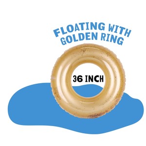 ห่วงยางว่ายน้ำสีทองวิบวับแบบใส สำหรับผู้ใหญ่ เหมาะสำหรับงานปาร์ตี้ริมสระน้ำ ทะเลสาบ หรือชายหาดในช่วงฤดูร้อน - Product Image 3