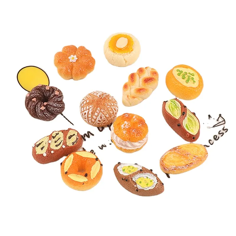 Resin simulation bread dessert DIY phone case hairpin accessories Doll house toys play house trinket