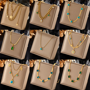 Fashion Pendant Necklace Zinc Alloy Square Star Turquoise Blue Party Jewelry Multi Layer Design - Product Image 1