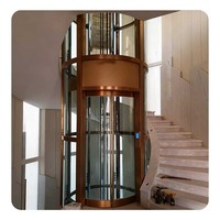 Ascenseur de villa, ascenseur domestique circulaire pour passagers avec hauteur de trajet personnalisée et plafond LED en acrylique