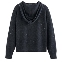 OEM ODM 100% Pull décontracté à quarts de boutons en laine pour femmes, tricots à capuche doux et confortables, sweats à capuche respirants