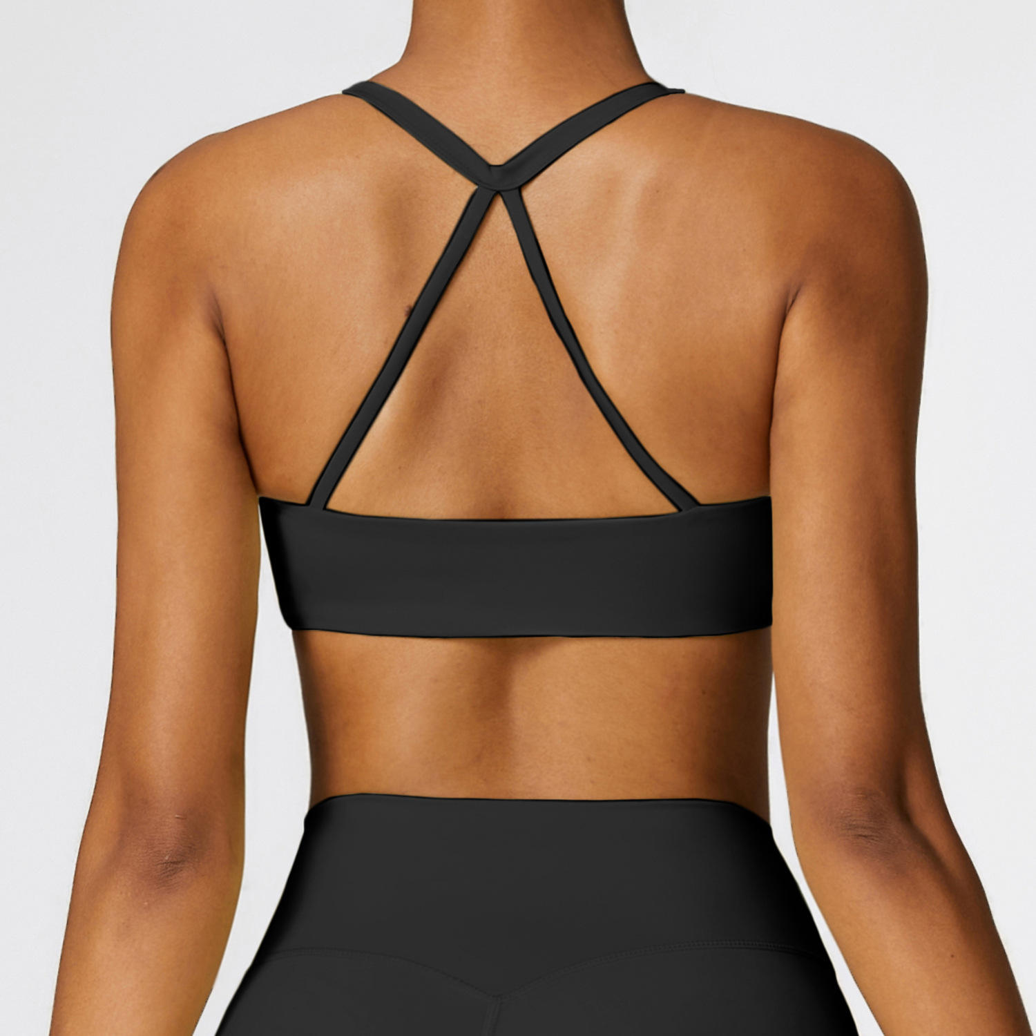 cross back bra black