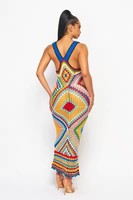 Fabricant de tricots Guangdong Geometry – Nouveau pull d'hiver décontracté multicolore au crochet, style bohème, pour la plage, grande taille, sans manches, coloré