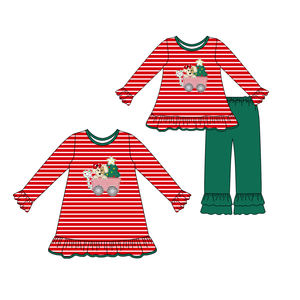 Personnalisation bébé fille <span class=keywords><strong>vêtements</strong></span> <span class=keywords><strong>rouge</strong></span> vert <span class=keywords><strong>cible</strong></span> de Noël solide pantalon à volants ensemble enfants petites filles Boutique <span class=keywords><strong>vêtements</strong></span> - Product Image 3