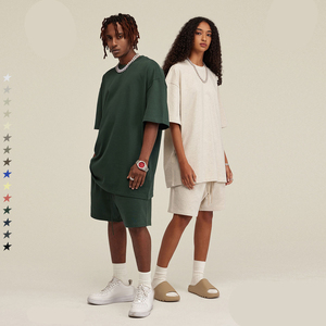 Conjuntos de Camiseta y Pantalones Cortos Lisos de Verano 2023 Personalizados, para Hombre y Mujer, Casuales, Transpirables, de Punto, Color Sólido, Diseño Personalizado - Product Image 4