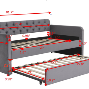 Canapé-<span class=keywords><strong>lit</strong></span> moderne en tissu velours gris foncé, taille double, avec design de charge USB, pour salon - Product Image 5