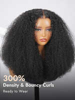 Perruque en cheveux humains en vrac, qualité salon, super volumineuse, afro crépu bouclé, sans colle, dentelle HD 6x8, haute densité, avec cordon de serrage, pré-coupée, vente en gros