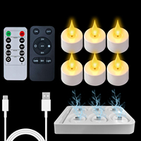 Bougies LED à flamme vacillante 3D avec télécommande et base de charge, rechargeables USB-C (6 pièces), pour Noël - OEM/ODM