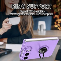Coque de téléphone magnétique C0365 avec béquille pliable et support anneau anti-rayures pour iPhone Duo