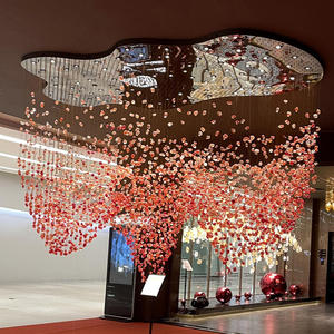 Candelabros de cristal de Color de Villa de proyecto grande personalizado, luces colgantes de piedras, luces colgantes de cristal de rocas rojas, luz colgante de cuarzo - Product Image 5