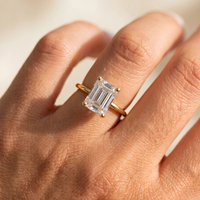 Bague de fiançailles en or massif 18 carats avec diamant de laboratoire LBR30 taille émeraude 1,05 carat pour femme, bijoux fins, cadeau d'anniversaire