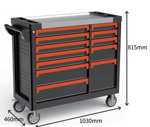 Heavy Duty 12-Drawer Rolling Stainless Steel <strong>Tool</strong> <strong>Cabinet</strong> Storage Cart With Lockable Side Door OEM For Garage Workshop - Product Image 3