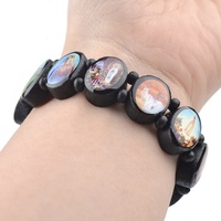 Bracelets élastique faits à la main, cordons religieux musulmans, en bois, de jésus, vierge marie, haute qualité