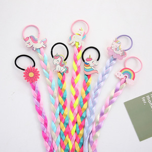 女の子用ヘアネクタイ<span class=keywords><strong>PL</strong></span>卸売新スタイルウィッグ弾性ヘアバンドスパンコールユニコーンキラキラヘアクリップ子供 - Product Image 3