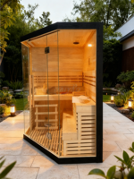 Ruang Sauna Tradisional Berkualitas Tinggi untuk 2-4 Orang, Kabin Uap Kering Dalam Ruangan, Rumah Sauna dengan Pemanas 6KW dan Lampu LED