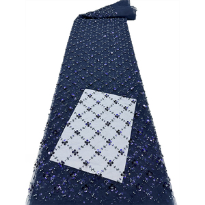 Ni. Ai mới nhất thêu đính cườm ren vải với sequins Nigeria vải pháp lưới phi ren cho váy cưới - Product Image 4